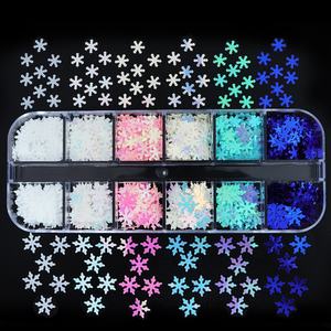 Flocon de neige bleu hivernal Nail Art Décorations Iridescent White Glitter Flakes Paillettes Fournitures de <span class=keywords><strong>manucure</strong></span> Accessoires pour ongles de Noël - Product Image 3