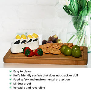 คุณชอบเขียงไม้ไผ่คุณภาพสูงเขียงเขียงสำหรับใช้ในห้องครัวที่บ้านพร้อมร่องน้ำผลไม้และด้ามจับหยัก - Product Image 6