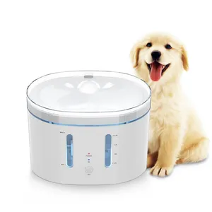 Pemberi Makan Air Otomatis Anjing Kucing Peliharaan, Mangkuk Minum Dispenser Air Mancur Remote Control Aplikasi Pintar Tuya Lampu LED 2L