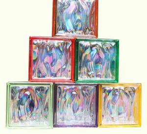 Briques de verre décoratives multicolores irisées pour cloisons murales intérieures, modernes, translucides, résistantes au feu et imperméables - Product Image 1