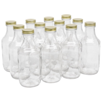 Bouteille en verre transparente de 16 oz pour sauce piquante Chili Woozy, forme personnalisée, pour sauces, condiments, vinaigrettes, sirops, usage culinaire