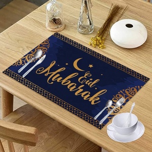 Eid Mubarak Moon Star rústico lavable mantel de mesa Ramadán Kareem mantel para muselina comedor boda - Product Image 5