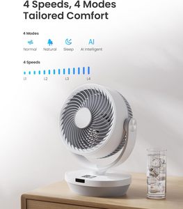 Ventilador de mesa pequeño portátil para el hogar y exteriores, escritorio recargable por Usb, ventilador Solar de 8 pulgadas con luz Led - Product Image 4