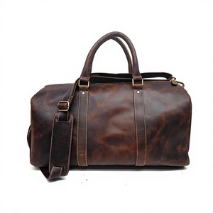Wholesale <b>Light</b> Weight Durable Strong Personality Genuine Leather Vintage Gym Bag Zipper Characters Large Storage Travel Cross - Product Image 3