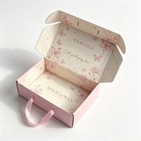 Boîte d'emballage de luxe en carton ondulé personnalisée pour t-shirts, vente en gros, rose, pour vêtements et t-shirts