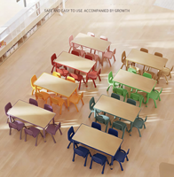 Nouvelle annonce : Mobilier de maternelle, table et chaise d'étude en plastique, bureaux et chaises d'étude colorés pour enfants, pupitre scolaire