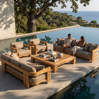 Juego de Muebles de Jardín de Teca de Lujo, Mesa de Centro Cuadrada Extra Grande, Sofá de Patio de Madera Resistente, Color Personalizado