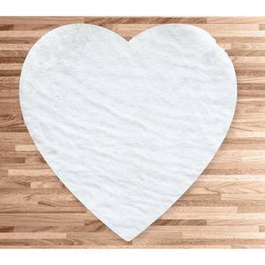 Tapis en fausse fourrure écologique blanc motif cœur de lapin 76x88cm - Product Image 1