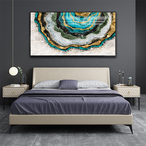Màu xanh và vàng đá cẩm thạch hình ảnh pha lê sứ sơn trừu tượng vải tường nghệ thuật hiện đại màu nước chất lỏng tác phẩm nghệ thuật cho phòng Deco - Product Image 3