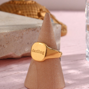 Ins High Polished Words inciso Breathe Loved Darling Letter Statement Ring - Product Image 5