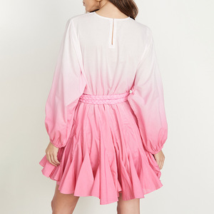 <strong>Custom</strong> Ladies Frock Casual Trendy Ruffle Short <strong>Dress</strong> Women Bow Puff Sleeve Asymmetrical Hem Tie Dye Mini <strong>Dress</strong> - Product Image 4