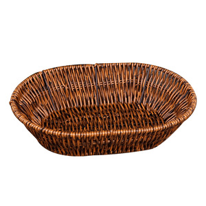 Oval Plastic Woven Imitation Rattan <b>Basket</b> For Fruit Vegetable Snack <b>Bread</b> Steamed Bun Storage Food Use - Product Image 1