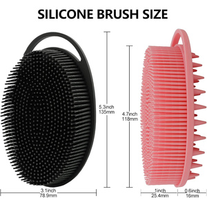 Custom Modern Oval Food Grade <b>Silicone</b> Loofah Shower Scrubber Multi-Function Exfoliating Body Brush <b>Scalp</b> <b>Massager</b> Shampoo Brush - Product Image 3