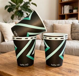 Gobelets en papier biodégradables personnalisés de 12 oz, vente en gros, gobelets à café épaissis, articles cadeaux écologiques, gobelets pour fêtes à domicile - Product Image 1