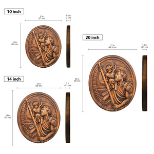 Plaque en <span class=keywords><strong>bois</strong></span> sculptée à la main de Saint <span class=keywords><strong>Christophe</strong></span>, décoration murale catholique rustique ovale pour la maison ou l'église - Product Image 6