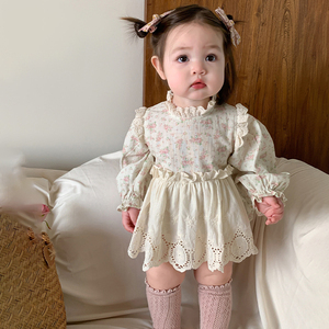 2025 nuova personalizzazione piccola manica lunga floreale vestito neonato bambino ragazze vestiti per 1-12 mesi ragazza - Product Image 3