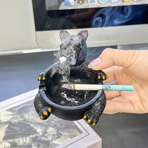 Cendrier de style nordique Bouledogue Français pour la maison, le salon, le bureau, pièce décorative anti-poussière - Product Image 4