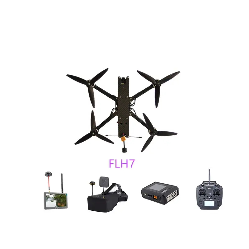 FLH7 FPV drone 7 pouces Peut monter 2kg Distance de vol 7km Vitesse de vol 120 km/h ELRS Micro 915 fibre de carbone avec lunettes vr