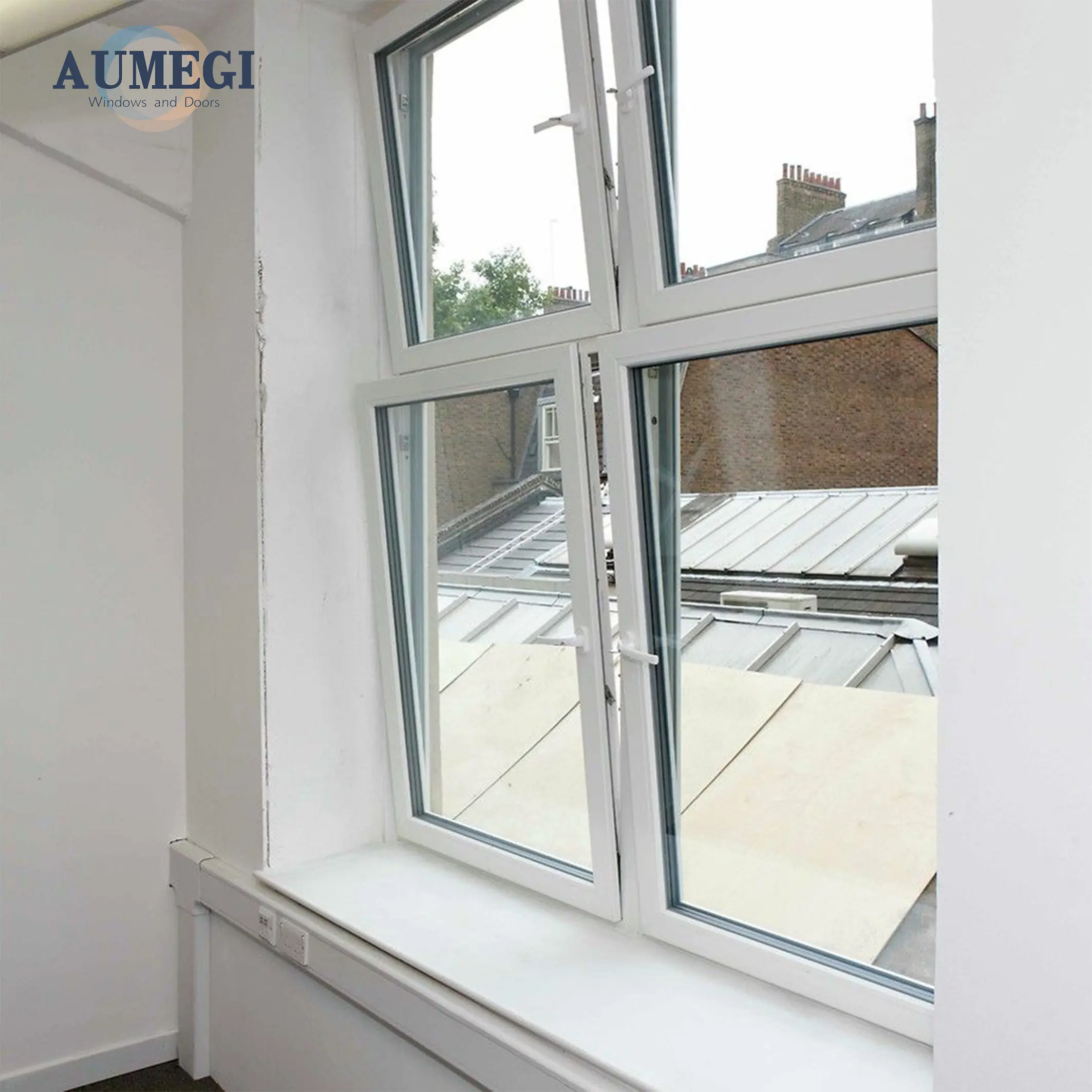 Aumegi cửa trước 36x48 Cửa Sổ Khung nhôm cửa sổ xử lý nghiêng và xoay cửa sổ với màn trập lăn