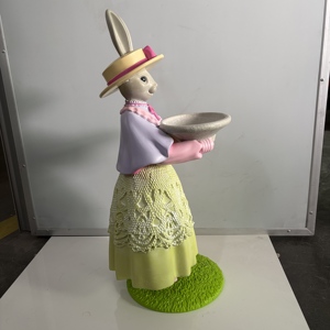 Escultura de Conejo <span class=keywords><strong>Caballero</strong></span> Personalizada de Resina OEM, Bandeja Vertical, Decoración de Pascua, Primavera, Hogar, Mesa, Manualidades de Conejitos de Resina - Product Image 5