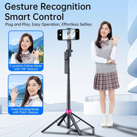 Nouveau SS2 AI 360 degrés rotatif portable Selfie Stick trépied 63 "vidéo en direct Streaming au sol 1/4 Interface quadrilatère