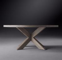 Table à manger ronde minimaliste en bois massif de style français RH, fabriquée à la main et sur mesure pour la salle à manger