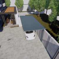Abri voiture en aluminium, design moderne, toit en polycarbonate imperméable, structure en aluminium, abri pour 3 voitures, stationnement extérieur.