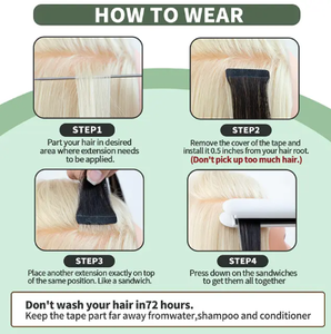 Extensions de cheveux russes à double trame, invisibles, sans couture, de qualité supérieure, avec cuticules intactes, injectées, 100 % cheveux humains, extensions adhésives - Product Image 6