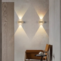 Applique Murale Rectangulaire Nordique en Travertin, Luminaire Mural LED Haut/Bas, Lampe Murale en Pierre Wabi Sabi pour Couloir, Chambre, Hôtel, Restaurant