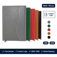 Carnet Organiseur/Agenda A5 en Cuir Végétalien Vieilli avec Logo Personnalisé, 100 Feuilles, Vente en Gros, OEM, Rabat Courbé, Coutures Contrastées, Idéal Cadeau