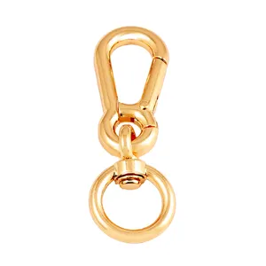 Wholesale hot sale custom high quality handbag clasp in real gold plating strong bag swivel metal snap hook
