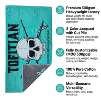Custom Luxury Modern Jacquard Beach Towel 100% Cotton Yarn-Dyed Double-Sided Eco-Friendly 70x140cm 500gsm OEM ODM Free Child