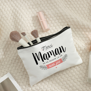 Merci Maman De Me Rendre <span class=keywords><strong>La</strong></span> Vie Aussi <span class=keywords><strong>Jolie</strong></span> Borsa per il Trucco Personalizzata con Motivo, Beauty Case da Viaggio - Product Image 6