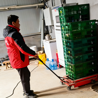 Chariot de manutention de caisses de légumes en acier inoxydable à quatre roues, grande capacité, pour terrains accidentés, plateforme portable pour ferme et boue
