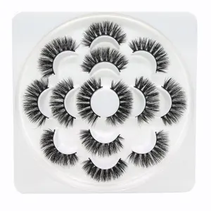 Wholesale 7 pairs of 3D fashion false eyelashes beauty tools manual chemical fiber thick eyelashes silk eyelashes