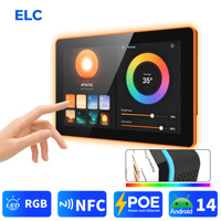 Tableta Android ELC WA1059T con Barra de Luz RGB de 10.1 Pulgadas, Resistente al Agua y a Caídas, Soporte de Pared VESA, Android 14, Pantalla Táctil Comercial POE