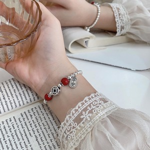 S925 Sterling Silver Chinese Style <b>Red</b> Cinnabar <b>Bracelet</b> With Health Charm For Women Fashion Jewelry Gift - Product Image 2