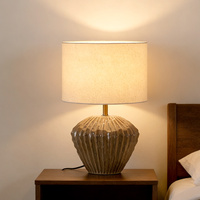 Lampe de table en céramique moderne avec abat-jour en tissu, lampe de lecture LED pour la décoration de la maison, lampe de bureau originale avec base E27, alimentation secteur AC