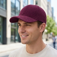 Gorra de béisbol de pana de 6 paneles personalizada al por mayor, estilo papá, con logotipo de marca, parche bordado plano 3D, gorra deportiva vintage, regalo corporativo, Perla