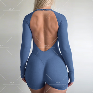 QIFA NOUVEAU Combinaison <span class=keywords><strong>de</strong></span> <span class=keywords><strong>sport</strong></span> sans dos à taille en V pour femme, short push-up, combinaison <span class=keywords><strong>de</strong></span> <span class=keywords><strong>yoga</strong></span>, vêtements d'entraînement, <span class=keywords><strong>tenue</strong></span> <span class=keywords><strong>de</strong></span> <span class=keywords><strong>sport</strong></span> sans couture - Product Image 5