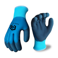 Gants de travail d'hiver thermiques double couche CY avec doublure en tissu éponge acrylique, paume entièrement enduite de latex lisse, imperméable, adhérence optimale, certifiés CE, résistants aux chocs