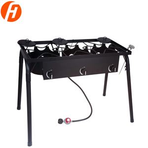 3 bruciatori da campo all'aperto ad alta pressione regolatore PSI regolabile propano e tubo intrecciato in acciaio 4ft con gambe rimovibili - Product Image 4