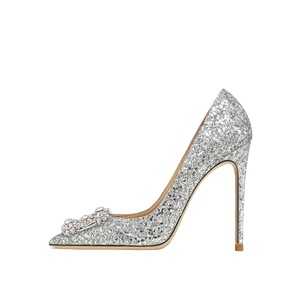 Nuovo produttore 2024 personalizzato in argento Glitter a punta scarpe da donna <span class=keywords><strong>con</strong></span> tacchi Slip-On da donna tacchi alti per la festa di nozze - Product Image 2