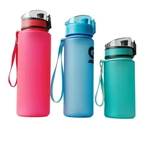 Frosted Leakproof BPA Free Tritan Plastic Water Bottle Motivational Design with Time Marker for Direct Drinking