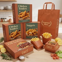Boîte en papier biodégradable de qualité alimentaire, bon marché, en gros, pour hamburger, poulet frit, frites, emballage combiné pour la restauration rapide