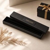 Caixa de Presente Rígida com Tampa e Base em Preto com Detalhes em Folha de Ouro, Impressão Personalizada, Reciclável, Premium, Fornecimento Direto de Fábrica