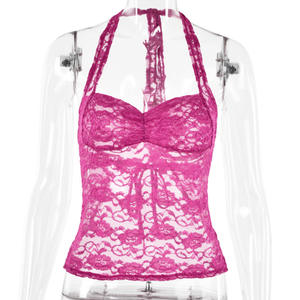 Женские винтажные Топы Y2K, узкие топы без рукавов, облегающие кружевные майки с вышивкой в виде цветов, 2739 - Product Image 6