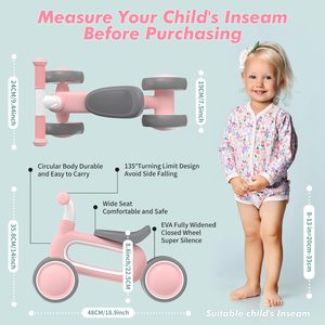 <span class=keywords><strong>Draisienne</strong></span> rose pour garçons et filles de 1 an, 10 à 12 <span class=keywords><strong>mois</strong></span>, sans pédales, pour tout-petits, cadre antichoc de 8 pouces, 4 roues silencieuses - Product Image 3