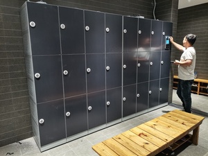 Hpl tủ gỗ thông minh <span class=keywords><strong>ABS</strong></span> <span class=keywords><strong>Locker</strong></span> khóa điện tử <span class=keywords><strong>Keyless</strong></span> nhận dạng khuôn mặt cho hồ bơi phòng tập thể dục lưu trữ bằng gỗ lưu trữ <span class=keywords><strong>Locker</strong></span> đổi mới - Product Image 4