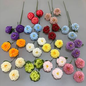 Flores Artificiales de Peonía de 3 Cabezas, Flores de Seda para Decoración de Bodas y Hogar, Ecológicas - Product Image 1